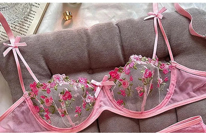 New Sexy Lace Floral Lingerie Set Women's Underwear Transparent Bra Party Sets Lace Lingerie Bra Set Underwear Set S-XL Size