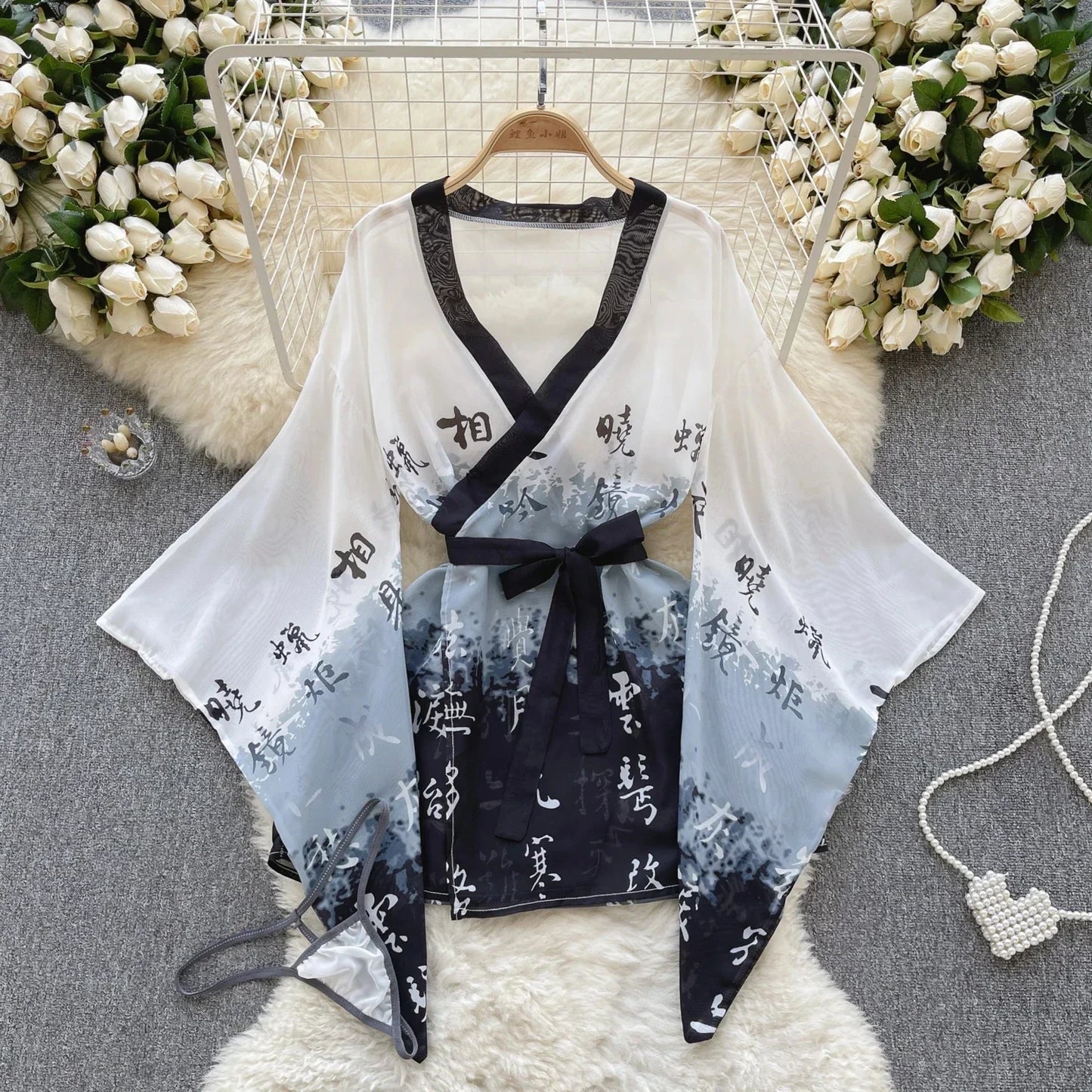 Sexy Lace Gauze Patchwork Strap Bodysuit Hollow Sleeveless Slim backless Women Erotic Lingerie Hotsweet Bow Night Maid Cosplay