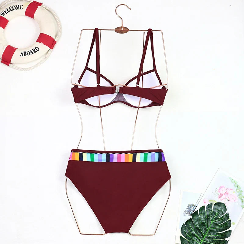 2024 New Women Swimsuit Sexy Women High Waist Bikini Swimwear Female Two Piece Beachwear Printed Bikinis Set Bathing Suit