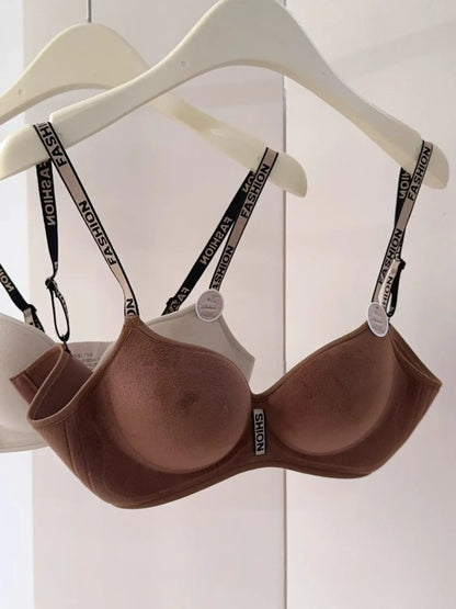 Velvet Plush Push Up Bra for Small Chest - 6CM Thermal Padded Non-Wire Bra, Warm Lined Comfort for Women, Autumn Winter Wear