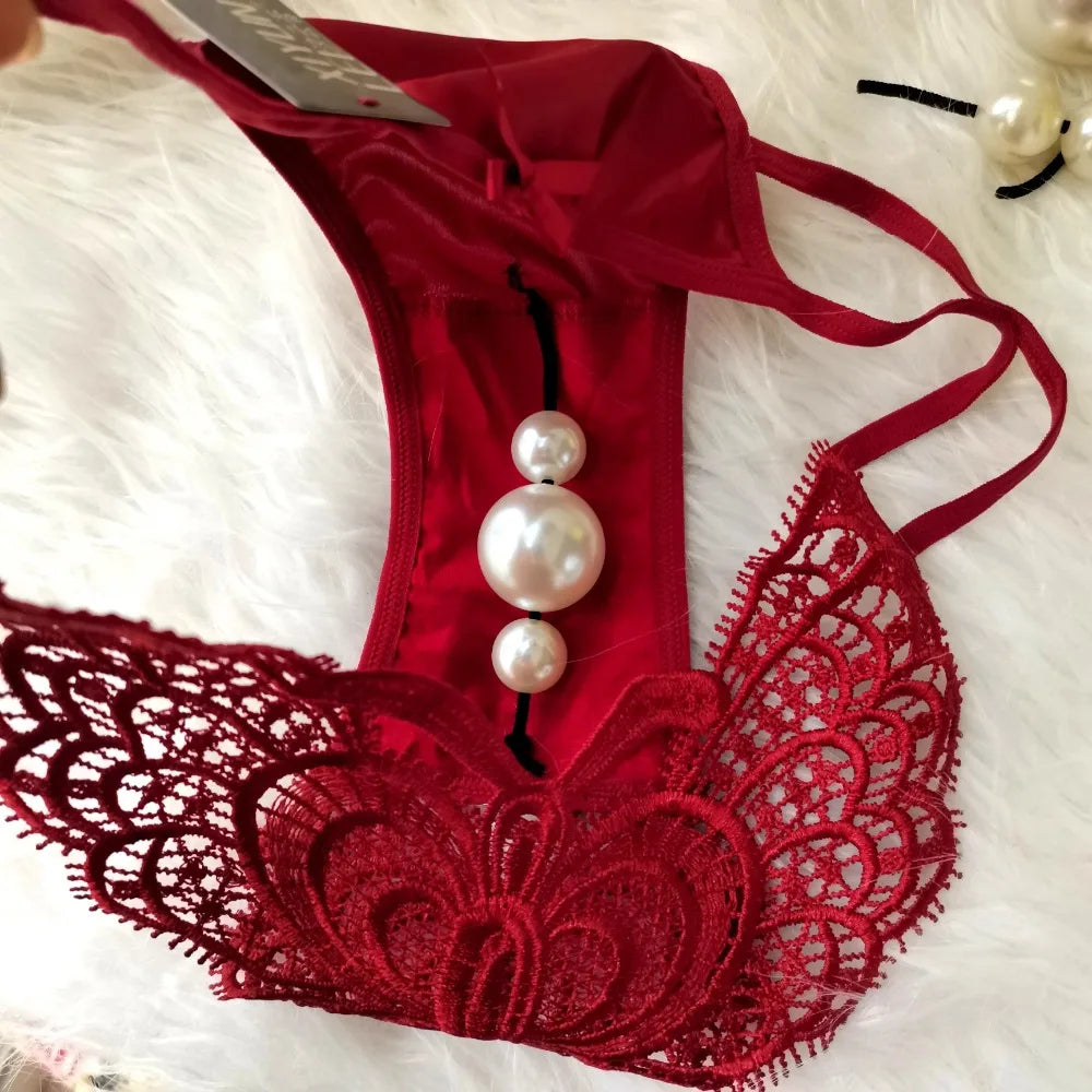 Customized Imitation Pearl Underwear Into The Body To Increase Massage Beads, Sexy Thong Tighten Briefs Thong  Panties Women