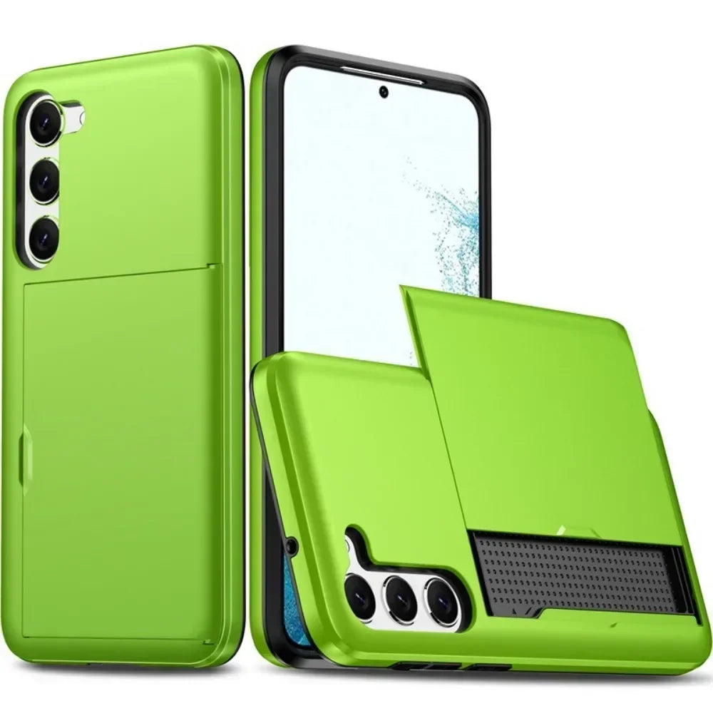 For Samsung Galaxy S25 S24 Ultra S22 Plus S23 S21 S20 FE Note 20 A17 A55 Wallet Cover Card Holder Slot Shockproof Phone Case
