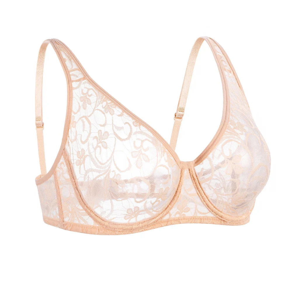 Plus Size Sexy Lace Bras For Women Underwired BH Hollow Out Bra Bralette Womens Underwear Delicate Embroidery Lingerie Brassiere