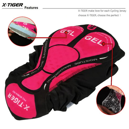 X-TIGER Women Cycling Shorts 3D Gel Padded Shockproof MTB Mountian Bicycle Shorts Road Racing Bike Shorts Summer Outfit Clothes