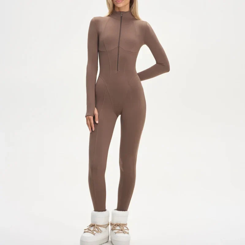 Casual Solid Tassels Women's Ski Suit Zippers Fur Hooded Slim High Waist Lady Jumpsuits 2025 Winter Fashion Female Warm Skiwear