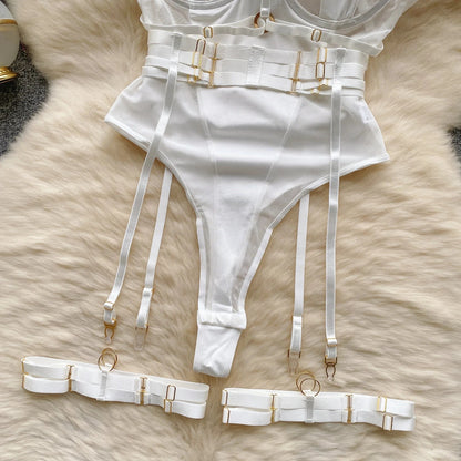 SINGREINY Women Underwear Erotic Playsuits Fashion Strap Backless Sheer Lingerie Nightwear Transpareant Hollow Out Sexy Bodysuit