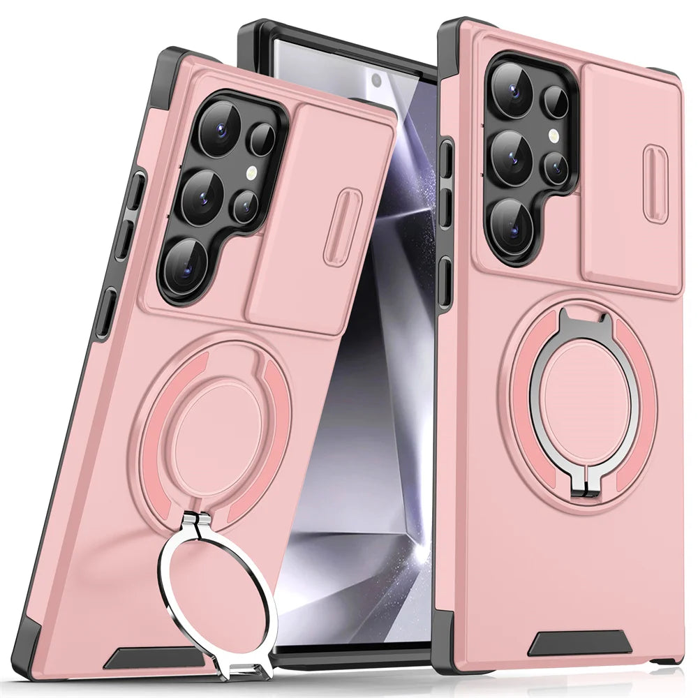 Slide Camera Protection Magnetic Stand Phone Case for Samsung S26 S25 Edge S24 S23 Plus S21 S22 Ultra FE A54 A15 A05 A05S Cover