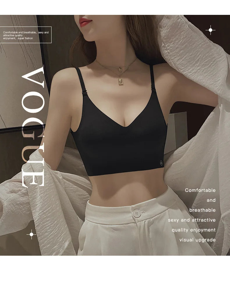 Sexy Large Backless U-shaped Beautiful Back Sling Underwear Women's Thin Section Seamless Small Chest Gathered Strapless Bra