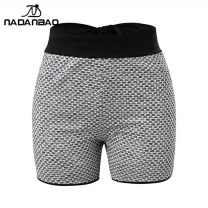 Nadanbao Sexy Checkered High Waist Peach Hip Yoga Pants Honeycomb Fitness Shorts Back Waist Bow Three-Point Yoga Shorts 2025