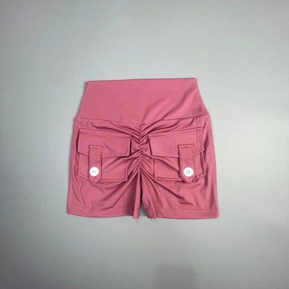 Peach Butt Fitness Shorts Women's Exercise Three-Quarter Pants Cargo Air Dry Pocket Yoga Tight Lift Summer