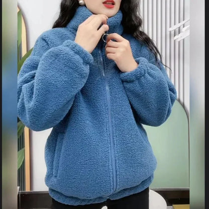 Plus Size Thickened Lamb Fur Cotton Jacket Warm Fashionable Mid-aged And Elderly Women's Outerwear Particle Fleece Thick Coat