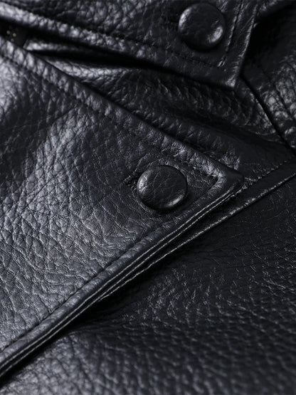 Street Stand Collar Women's Leather Jacket Loose Long Sleeve Zipper Pockets Chic Female Coats 2025 Autumn Winter Lady Outerwear
