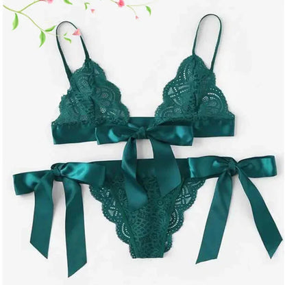 Sexy Lace Bra Brief Set Lingerie Set Women Underwear Transparent Bra Panties Sets Female Red Ultra-thin Unlined Underwear Set