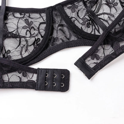 Plus Size Sexy Lace Bras For Women Underwired BH Hollow Out Bra Bralette Womens Underwear Delicate Embroidery Lingerie Brassiere