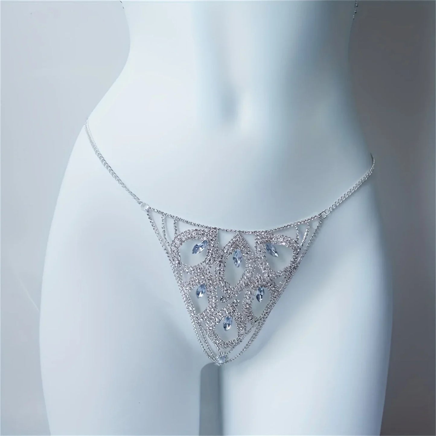 Luxury Leaf Rhinestone Body Jewelry sexy Thong Panties for Women Crystal Body Belly Waist Chain Accessories Valentine's Day gift