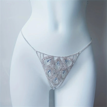Luxury Leaf Rhinestone Body Jewelry sexy Thong Panties for Women Crystal Body Belly Waist Chain Accessories Valentine's Day gift