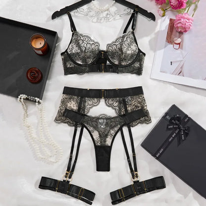 Two-piece Women's Set G-string Transparent Underwear Lolita Romantic Lingeries Set Sexy Bra and Panties Sets Lingerie for Woman