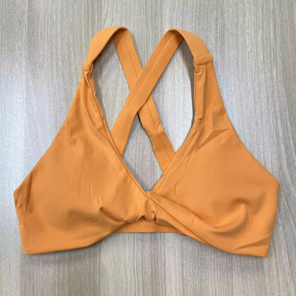 SHINBENE Women's Twist Workout Sports Bras Back Cross Padded Low Impact Fitness Bra Yoga Crop Tops