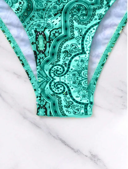 2024 New Print 2-piece Swimsuit for Women,hard Cup Suspender Push Up Bikini Set,summer Beach Vacation Backless Bathing Suit