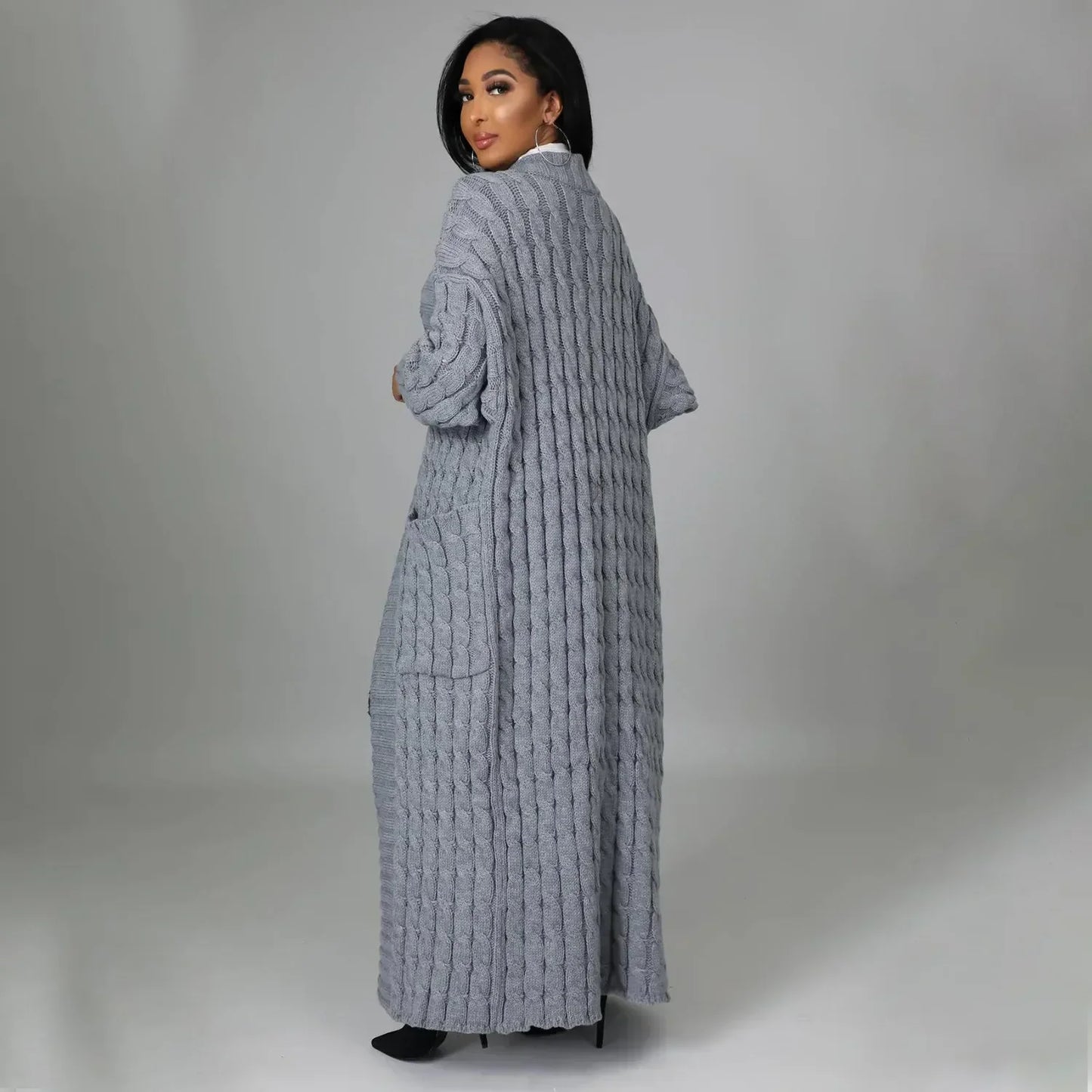 2024 New Women's Fashionable Cardigan Sweater Casual Long Sleeve Solid Color Jacket Autumn/Winter Amazon Europe Style