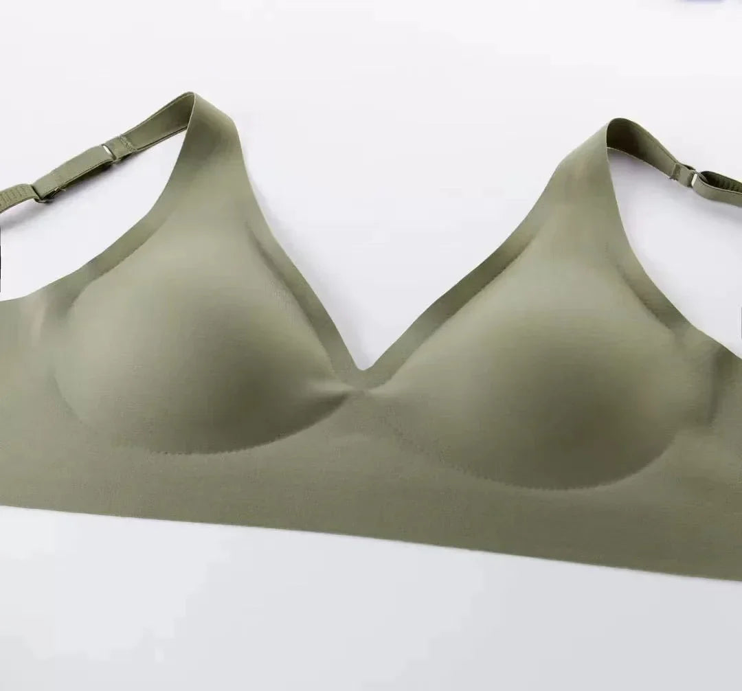 Seamless Ladies Underwear V-neck No Steel Ring Small Chest Gathered Adjustable Small Comfortable Thin Top Bra