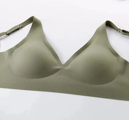 Seamless Ladies Underwear V-neck No Steel Ring Small Chest Gathered Adjustable Small Comfortable Thin Top Bra
