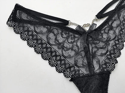 Hot Sexy Women Panties Lace Metal Chain G String Girls Briefs Mesh Hollow Out Thong Erotic Underwear Low Waist Female Intimates