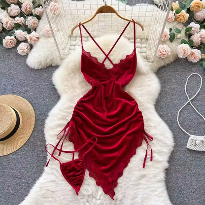 Sexy Lace Gauze Patchwork Strap Bodysuit Hollow Sleeveless Slim backless Women Erotic Lingerie Hotsweet Bow Night Maid Cosplay