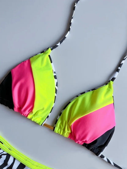RUOTONGSEPT 2023 Sexy Spliced Swimsuit Women Swimwear Tiger Stripe Print Micro Bikini Set Brazilian Biquinis Beach Bathing Suit