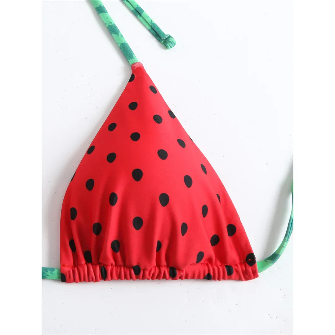 Flag Printed Halter Strappy High Cut Bikini Female Swimsuit Women Swimwear Two-pieces Bikini set Bather Bathing Suit Swim V6144