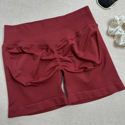 Seamless Shorts Ribbed Yoga Shorts Women Flex Scrunch Bum Gym Shorts Booty Running Short Butt Lifting Workout Pants