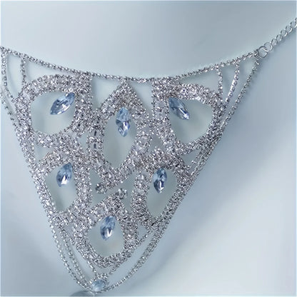Luxury Leaf Rhinestone Body Jewelry sexy Thong Panties for Women Crystal Body Belly Waist Chain Accessories Valentine's Day gift