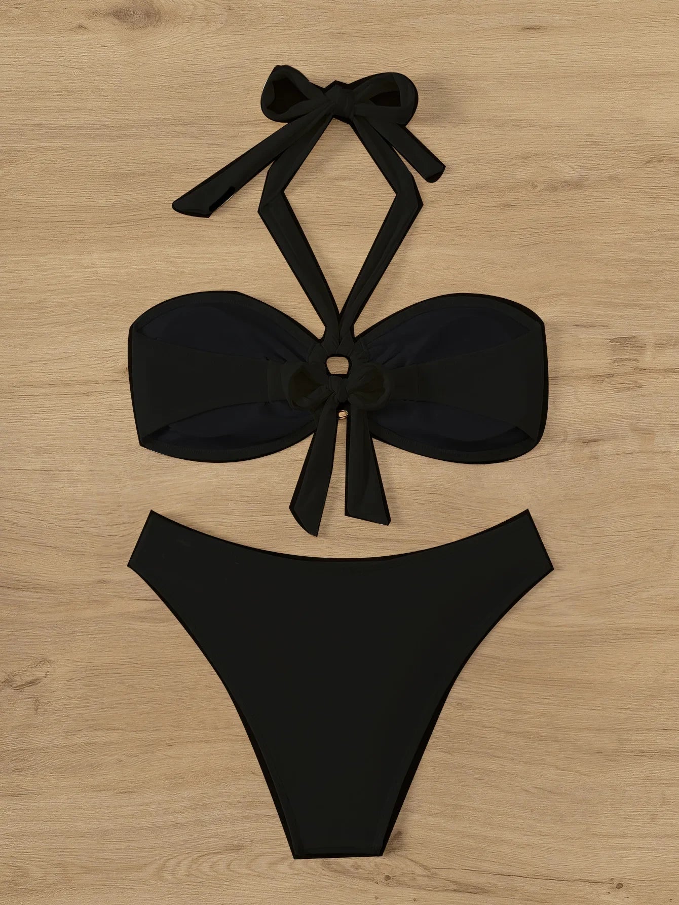 "2025 Sexy Bandeau Push-Up Bikini Set - Brazilian Thong Swimwear for Women"