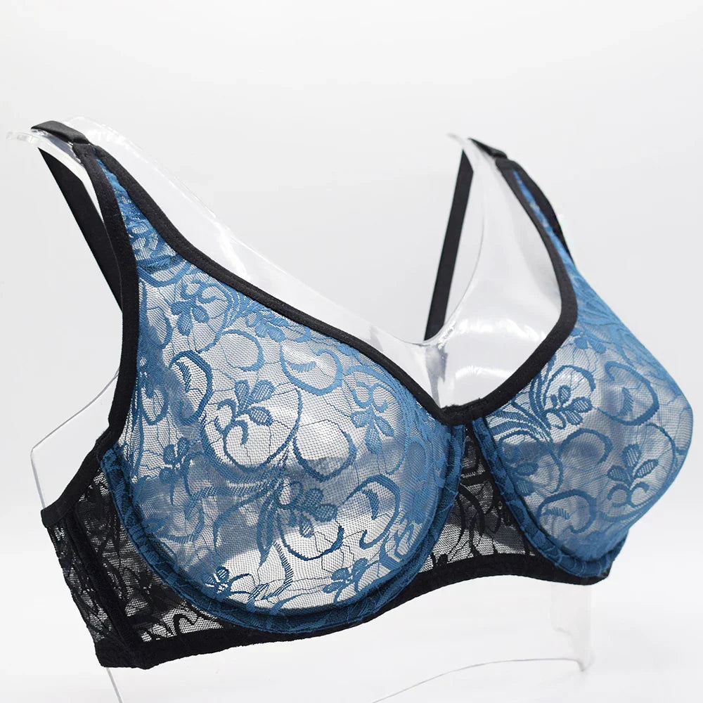 Womens Underwear Lace Bras Underwire BH Hollow Out Embroidery Sexy Lingerie Tops Plus Size  Brassiere A B C D Cup