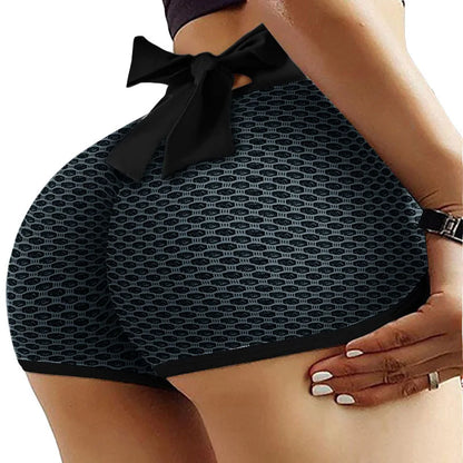 Nadanbao Sexy Checkered High Waist Peach Hip Yoga Pants Honeycomb Fitness Shorts Back Waist Bow Three-Point Yoga Shorts 2025