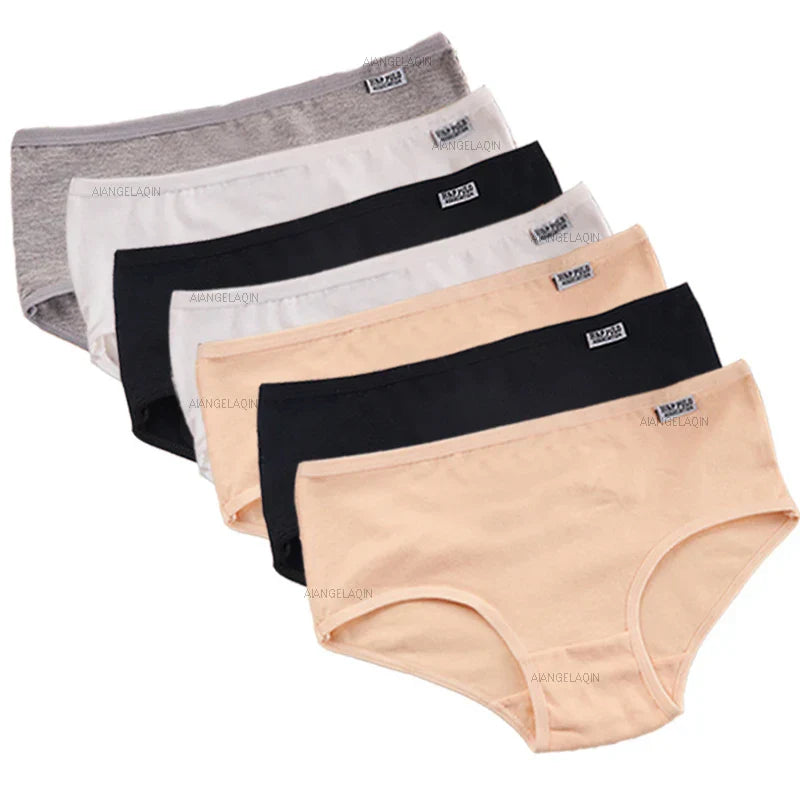 7Pcs Panties for Women Cotton Underwear Plus Size Sexy Briefs Girls Breathable Soft Lingerie Female Cute Solid Color Underpants