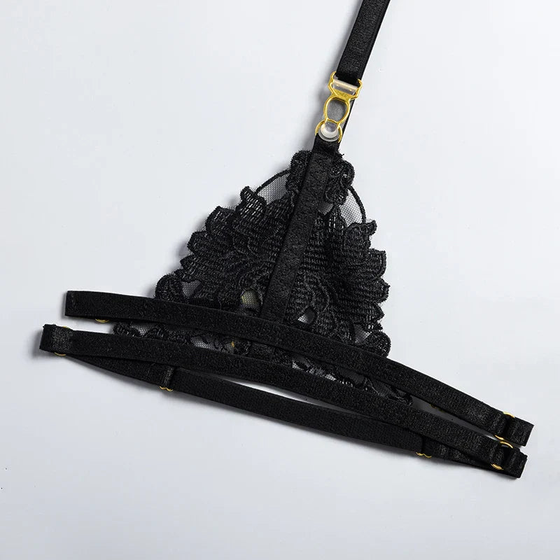 Lady Floral Lace Embroidery Lingerie Sets Women See-through Bra and Panty Set Underwear Sexy Hot Intimates Erotic Sexy Porn Suit