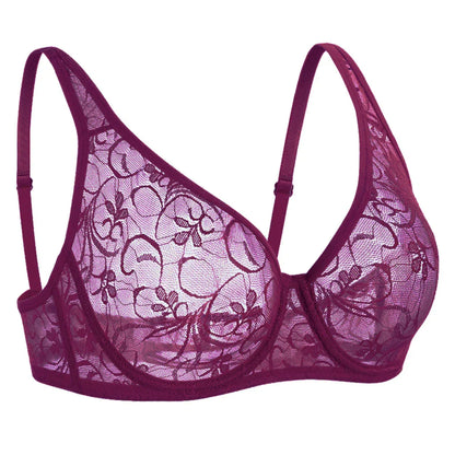 Plus Size Sexy Lace Bras For Women Underwired BH Hollow Out Bra Bralette Womens Underwear Delicate Embroidery Lingerie Brassiere