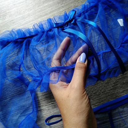 Sexy Perspective Blue Mesh Women's Underwear Exotic Fantasy Sexy Apparel Open G-string Pants Sexy Transparent Lingerie Pajamas
