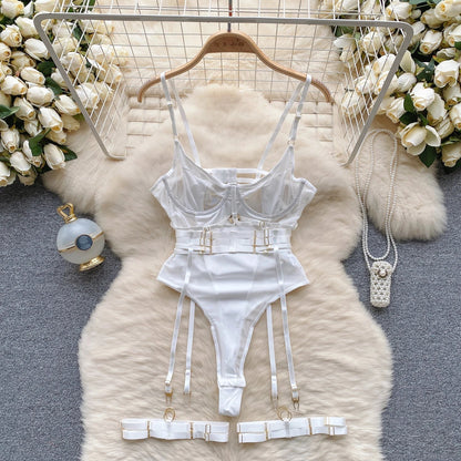 SINGREINY Women Underwear Erotic Playsuits Fashion Strap Backless Sheer Lingerie Nightwear Transpareant Hollow Out Sexy Bodysuit
