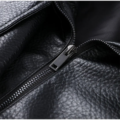 Street Stand Collar Women's Leather Jacket Loose Long Sleeve Zipper Pockets Chic Female Coats 2025 Autumn Winter Lady Outerwear