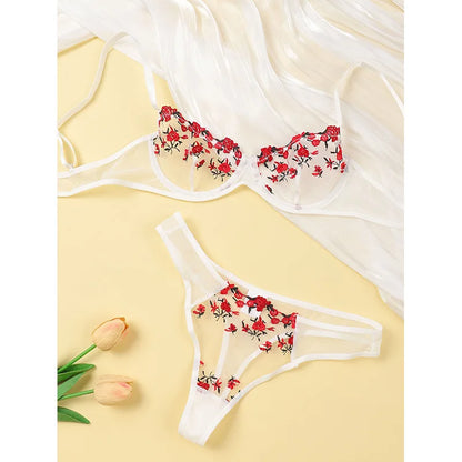 New Sexy Lace Floral Lingerie Set Women's Underwear Transparent Bra Party Sets Lace Lingerie Bra Set Underwear Set S-XL Size