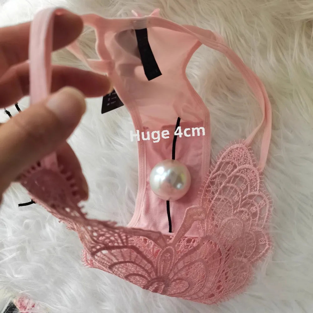 Customized Imitation Pearl Underwear Into The Body To Increase Massage Beads, Sexy Thong Tighten Briefs Thong  Panties Women