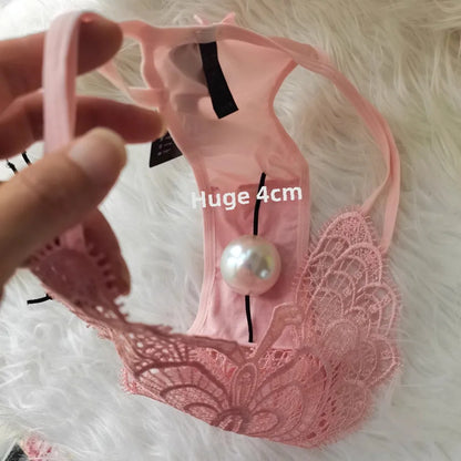 Customized Imitation Pearl Underwear Into The Body To Increase Massage Beads, Sexy Thong Tighten Briefs Thong  Panties Women
