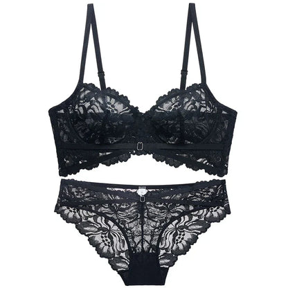 Logirlve Sexy Tоy For Women Bra Set Lingerie Push Up Brassiere Lace Embroidery Underwear Set Ultra-thin Cup Female Lingerie