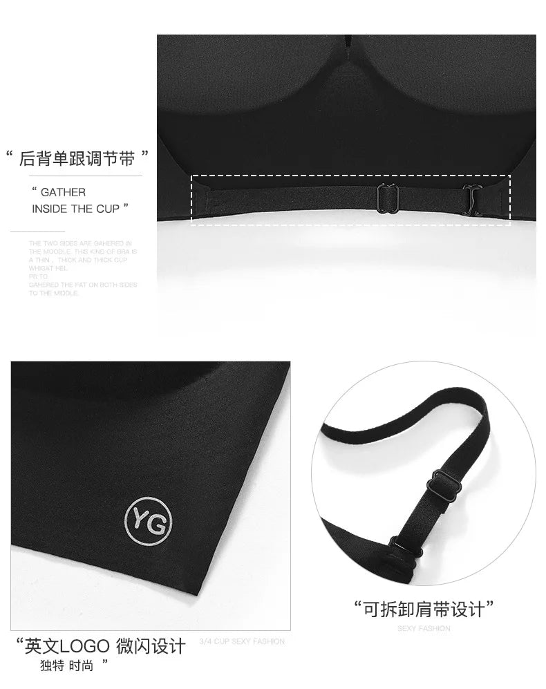 Sexy Large Backless U-shaped Beautiful Back Sling Underwear Women's Thin Section Seamless Small Chest Gathered Strapless Bra