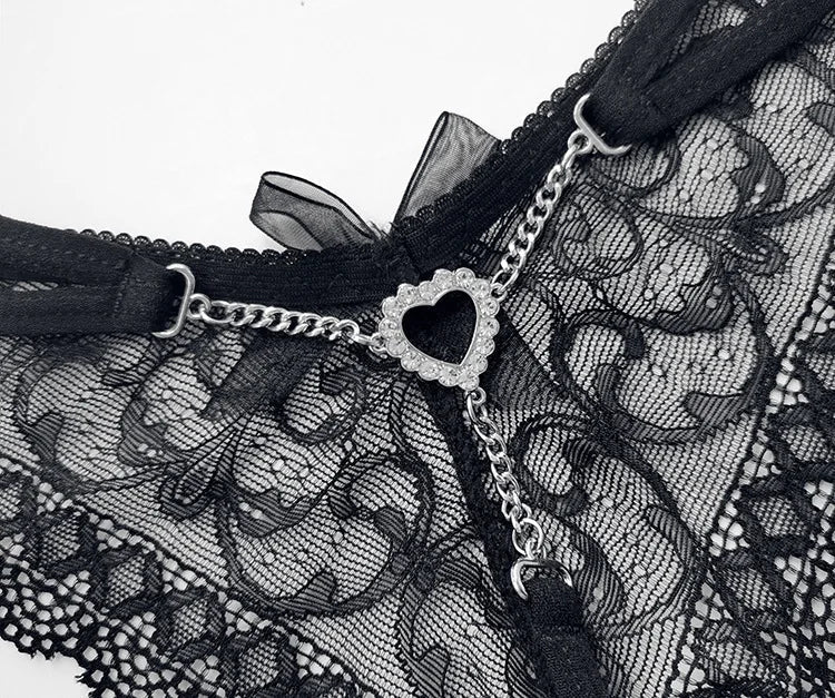 Hot Sexy Women Panties Lace Metal Chain G String Girls Briefs Mesh Hollow Out Thong Erotic Underwear Low Waist Female Intimates