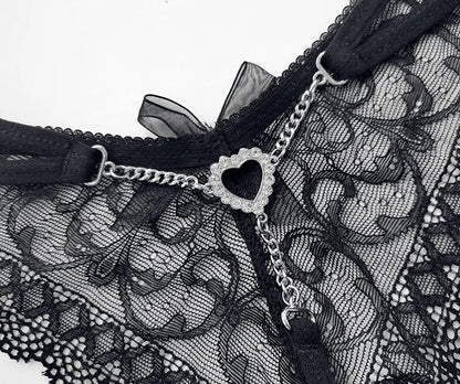 Hot Sexy Women Panties Lace Metal Chain G String Girls Briefs Mesh Hollow Out Thong Erotic Underwear Low Waist Female Intimates