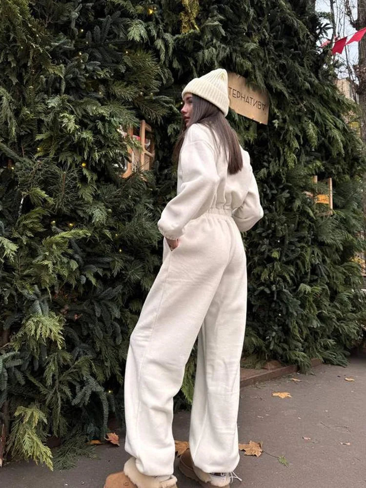 Zekye Woman Clothing New Fashion Long-sleeved Jumpsuit Women's Casual Semi-open Elastic Waist Jumpsuit Elegant Woman Jumpsuit