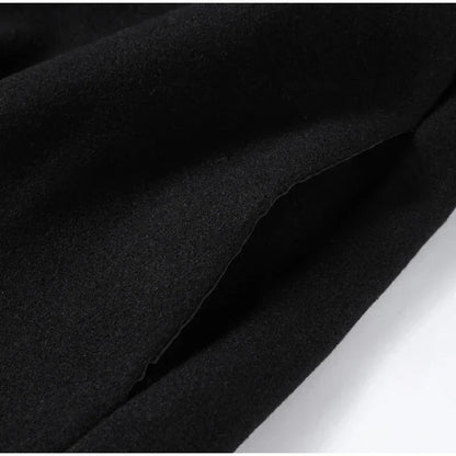 Urban Black Woolen Blend Coats Women Stand Collar Single-breasted Long Sleeve Thick Warm Jacket 2025 Autumn Winter Lady Outwear